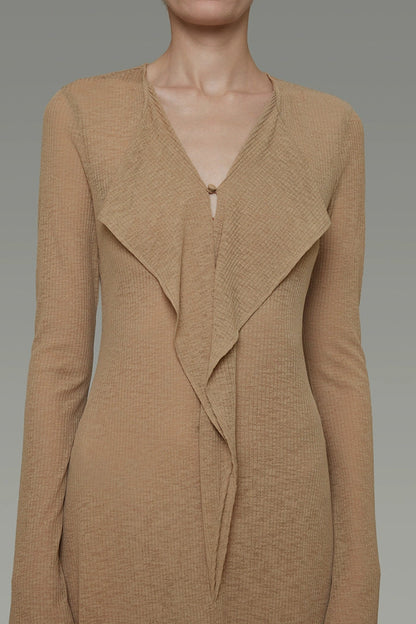 ストリーマーフリル V ネックドレス　B4198