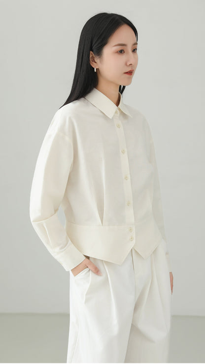 Linen blend peplum design top B4665