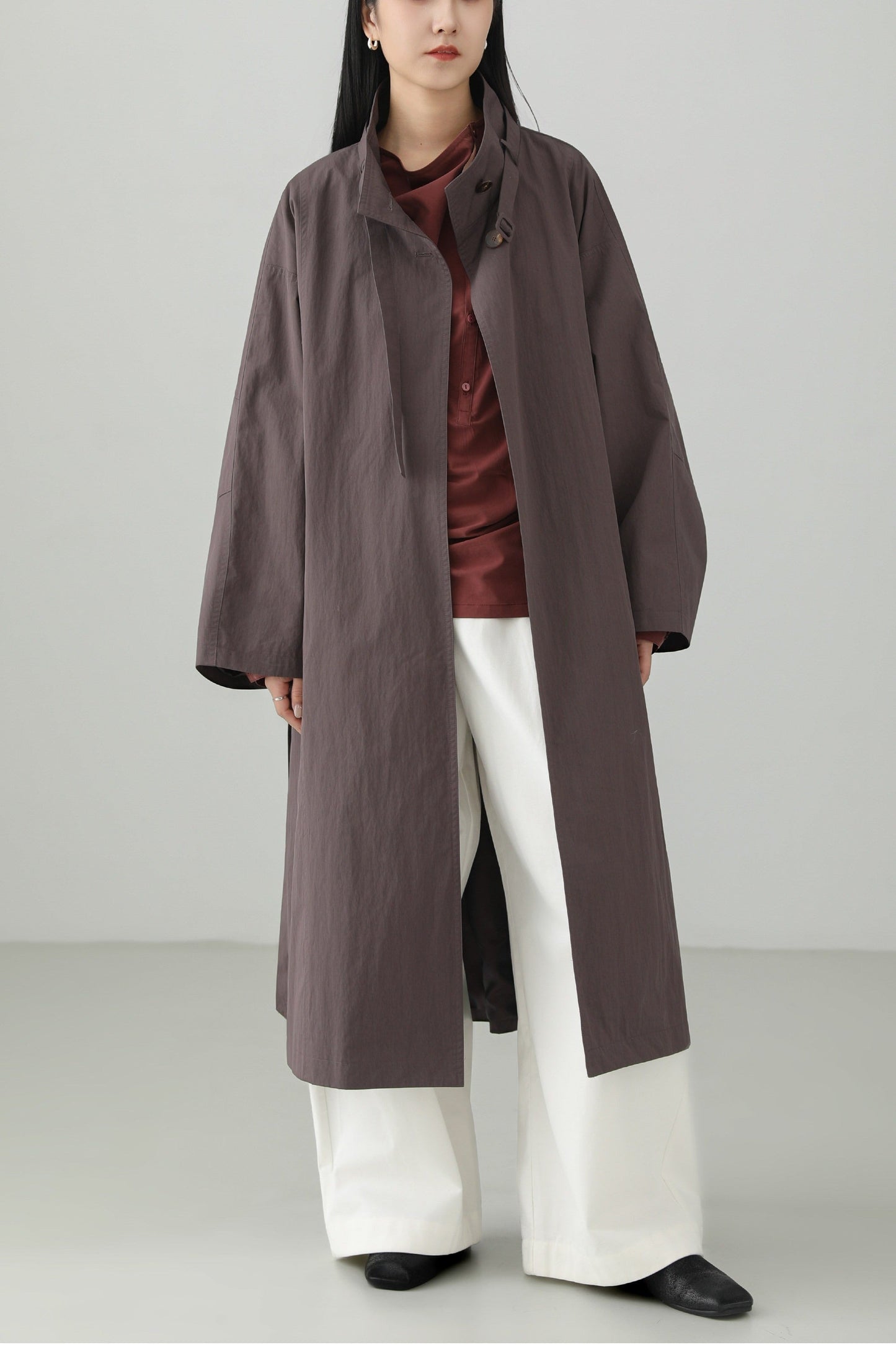 Cotton nylon washed trench coat B4654