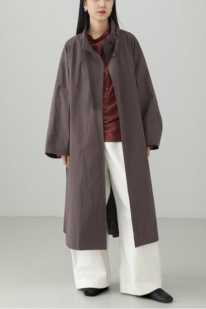 Cotton nylon washed trench coat B4654