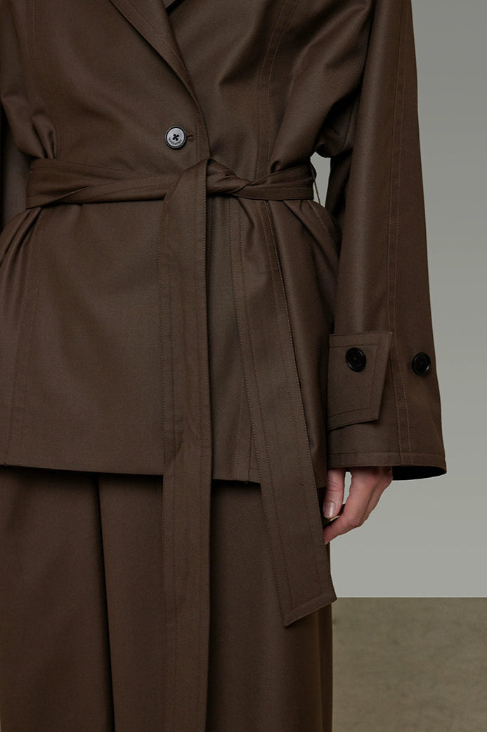 High-end loose short trench coat B4292