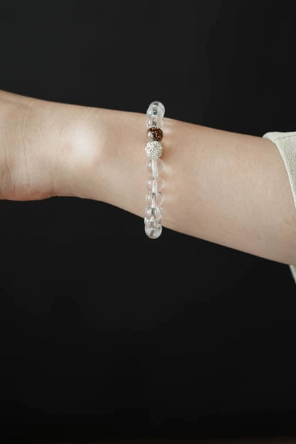 S925ブラジル産ホワイトクリスタル白沈香ブレスレット　B4206