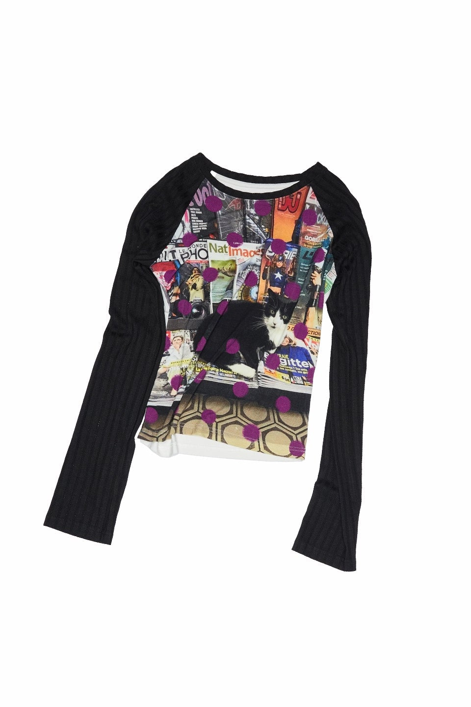 キャット＆ドッグ ドットプリントスリミングTシャツ　B4320