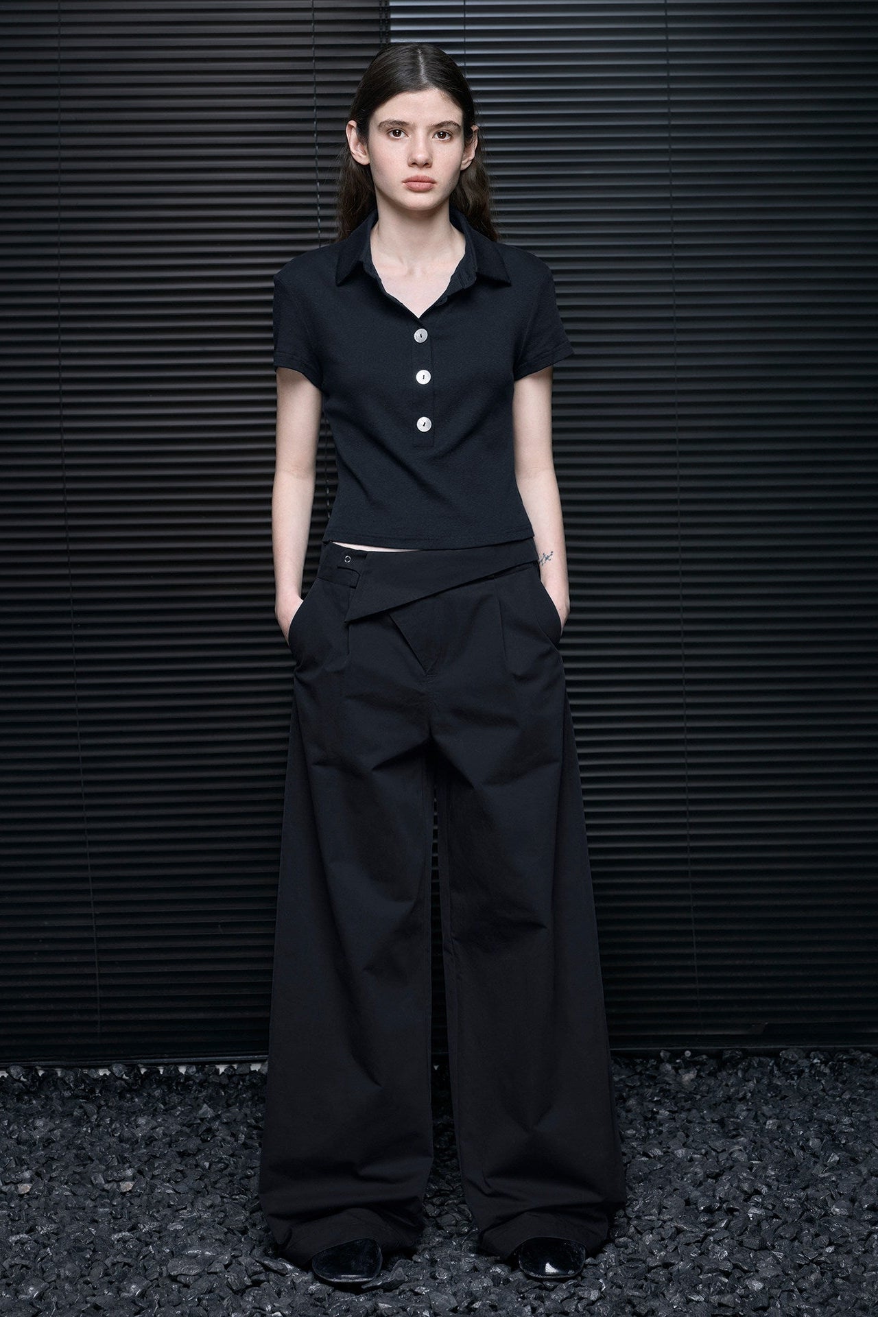 Black Cotton Slim Fit Polo Shirt B4689