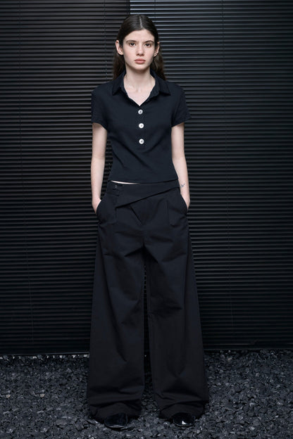 Black Cotton Slim Fit Polo Shirt B4689