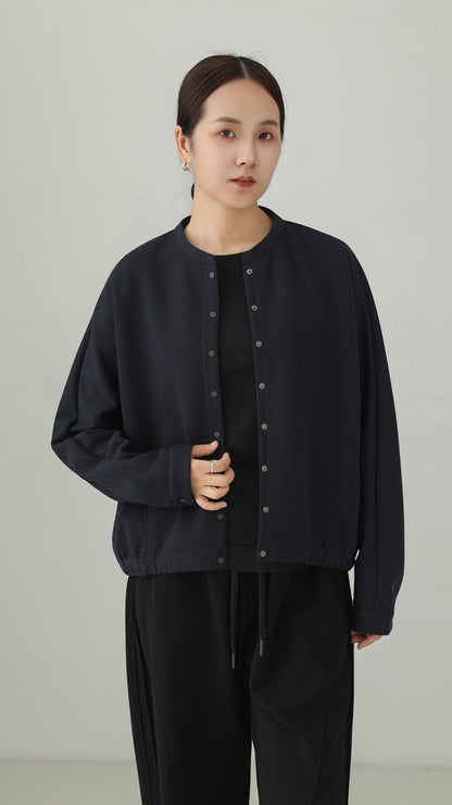 Minimalist Collarless Dolman Sleeve Blouson B5004