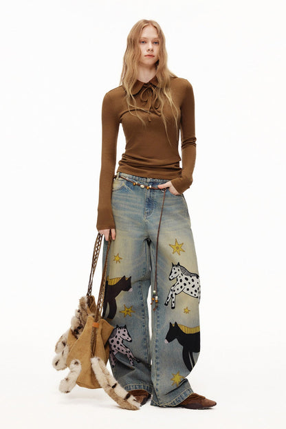 ピーターパンカラータイ長袖ポロシャツ　B4591