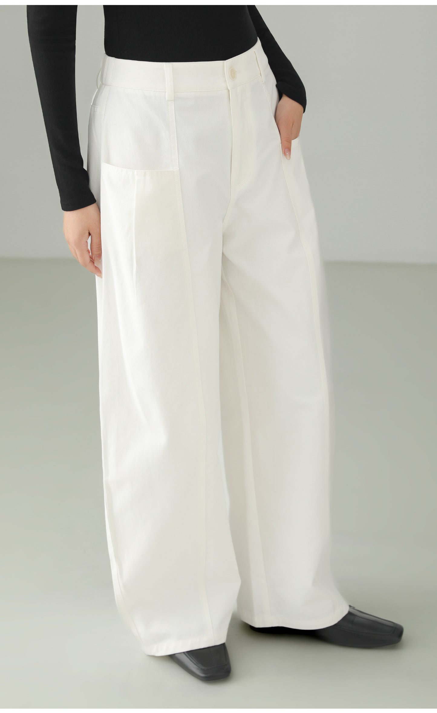 High-end Cotton Minimal Straight Pants B4726