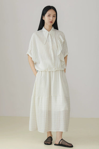 Irregular Striped Bud Skirt B3966