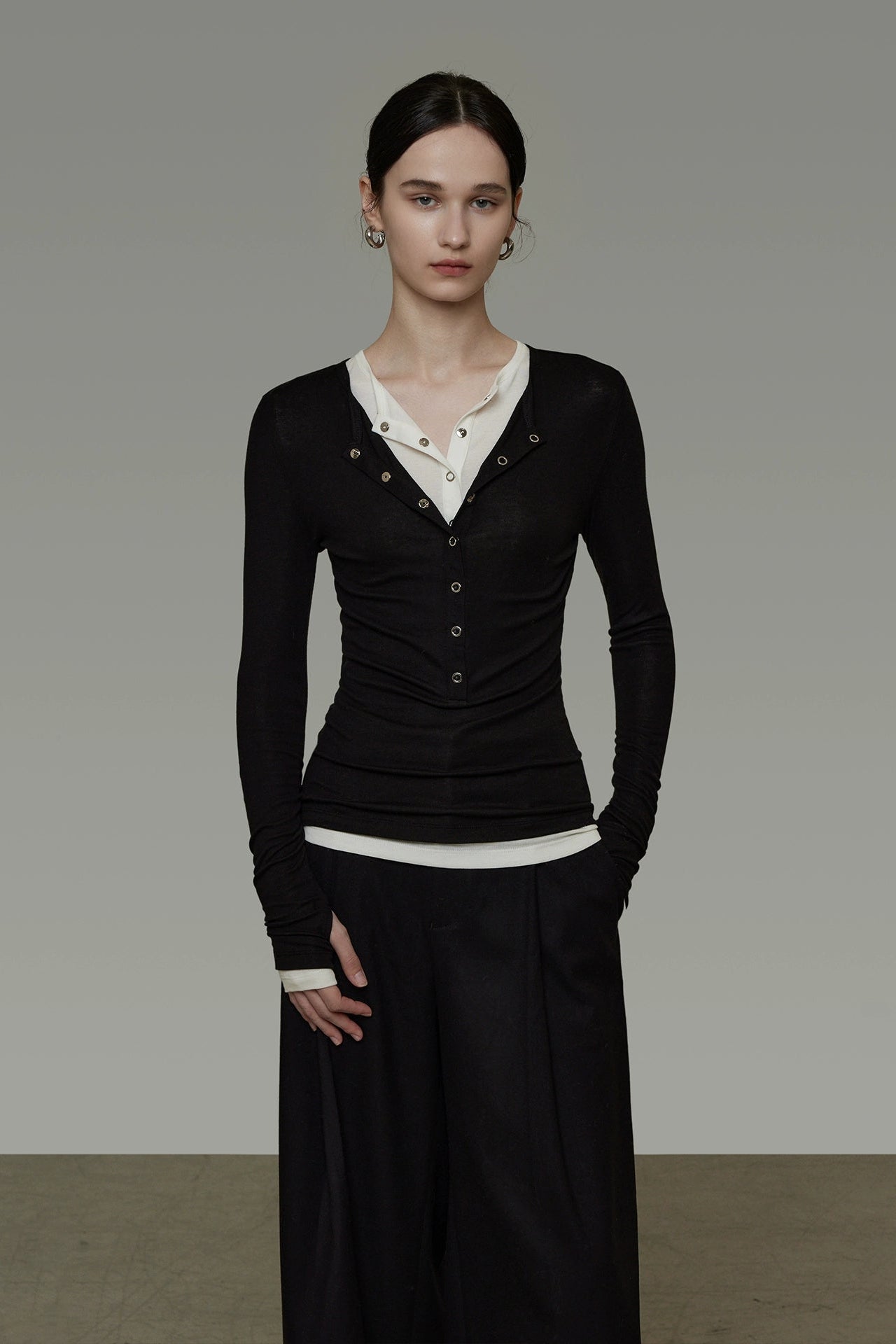 半開襟修身T卹 B4504