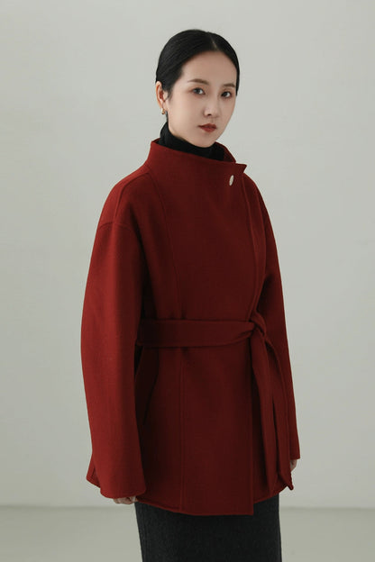 100% ウールダブルフェイスシングルボタンコート　B4527