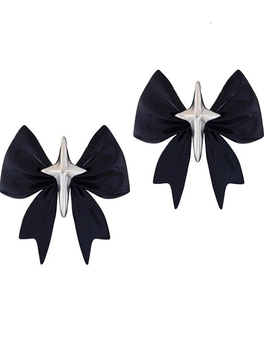 Black Small Bow Polygon Earrings B2800
