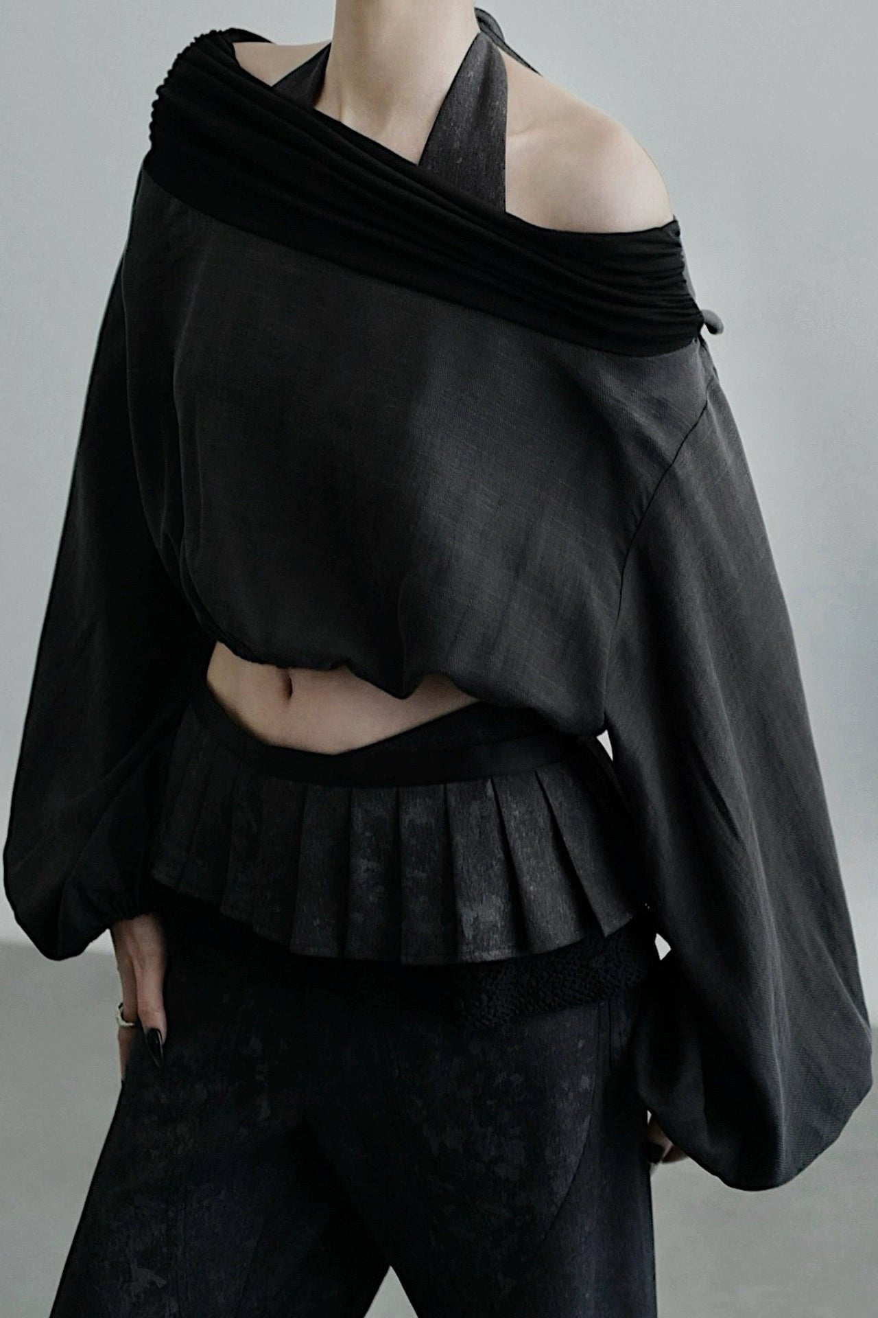 ワンラインカラー長袖シャツ　B4252