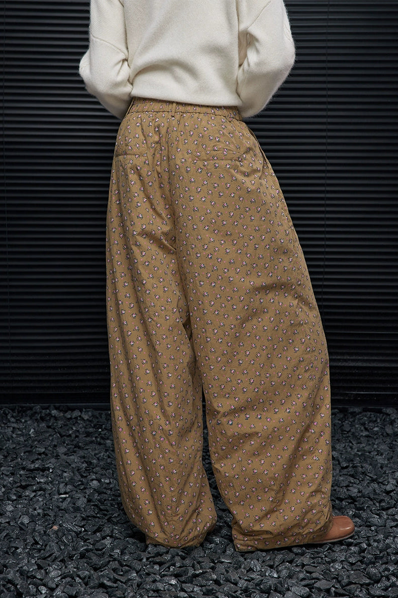 フローラルパターンウオームワイドパンツ　B4544