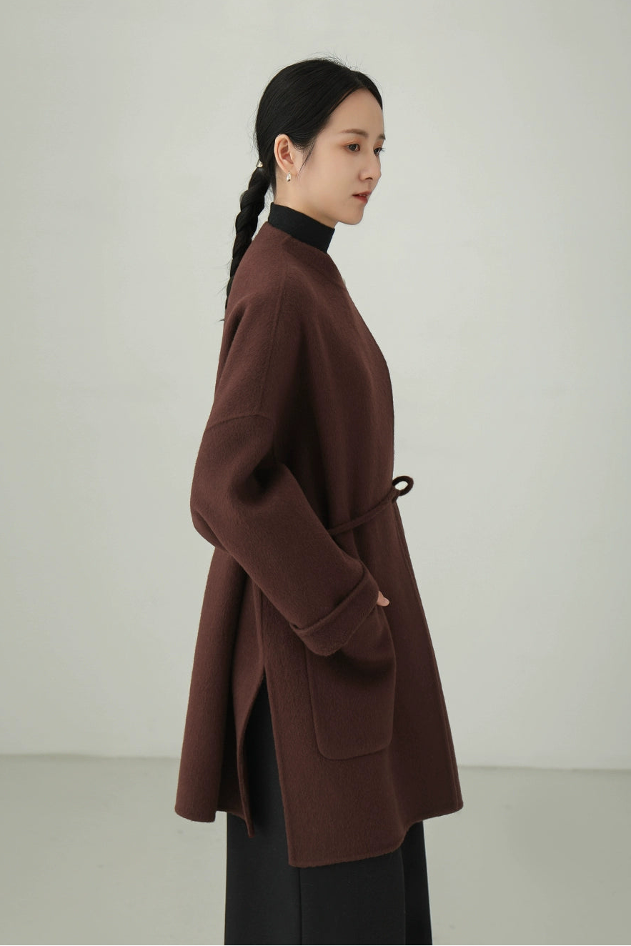 100% wool double-face mid-length coat B4529