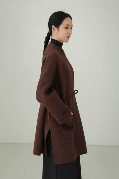 100% wool double-face mid-length coat B4529