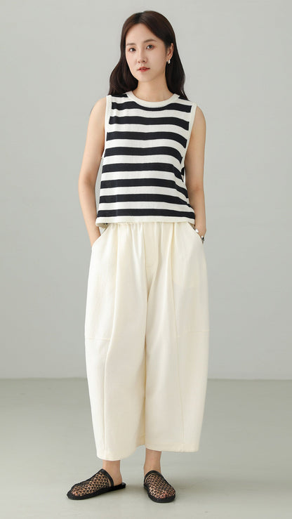 Tencel Cotton Cropped Wide Pants B4763