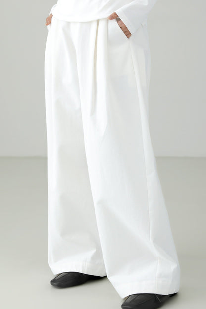 White Straight Wide Versatile Pants B4655