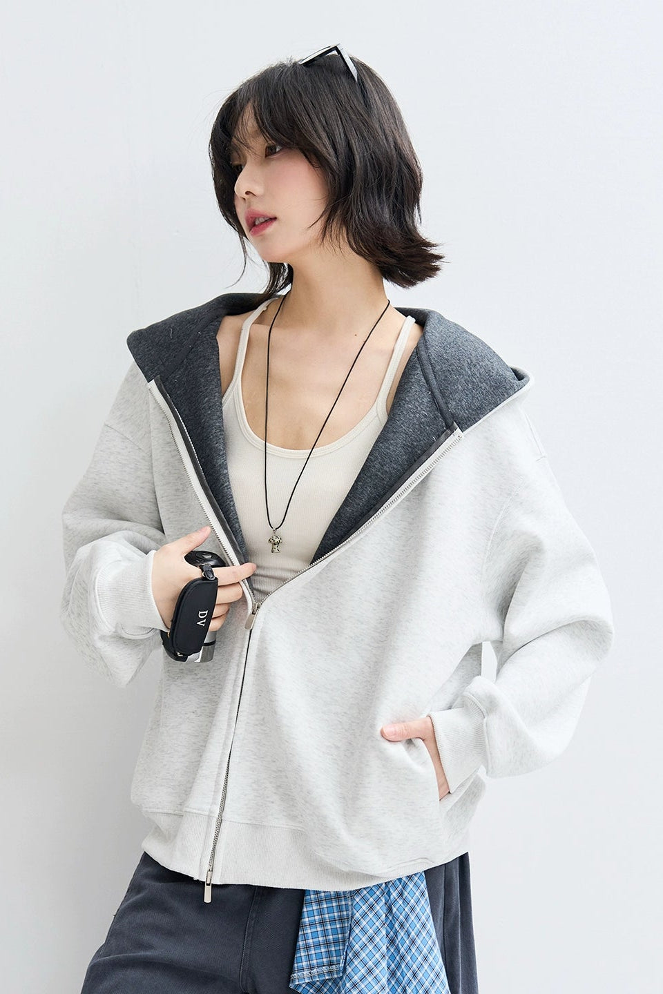 コントラストカラールーズスウェットパーカー　B4430