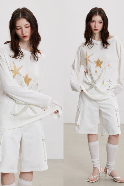 幸運海星露肩 T 卹 B3809