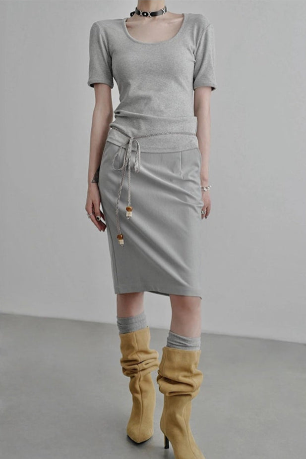 中長直筒裙 B4256