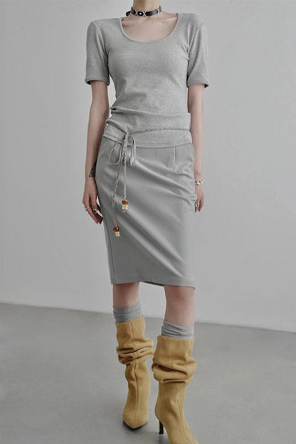 中長直筒裙 B4256