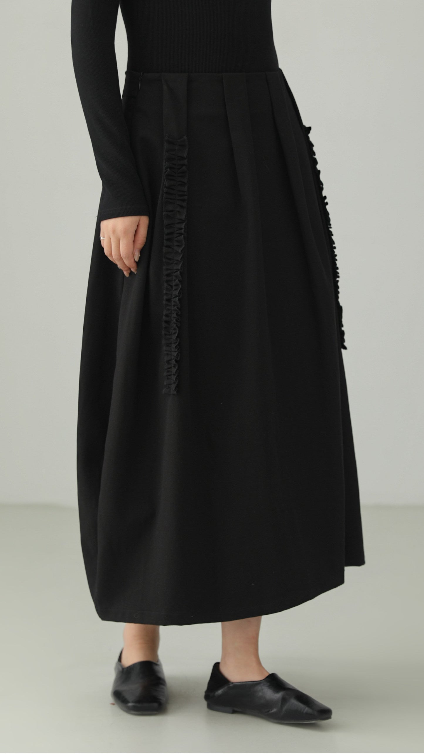 Tencel Cotton Frill Edge Bubble Skirt B4724