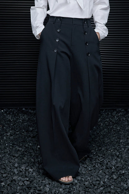 ブラックダブルブレストワイドパンツ　B4358
