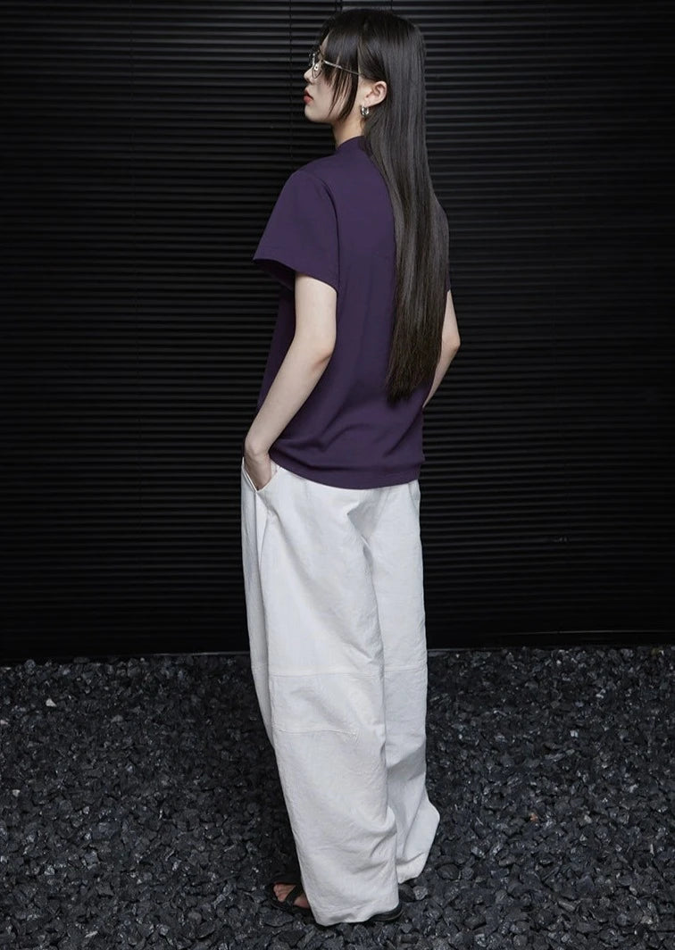 紫色短袖寬鬆logo T卹 B2758