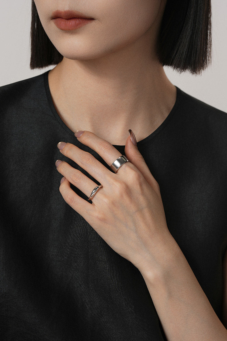 S925プレーンサークルマットオープンリング　B4720