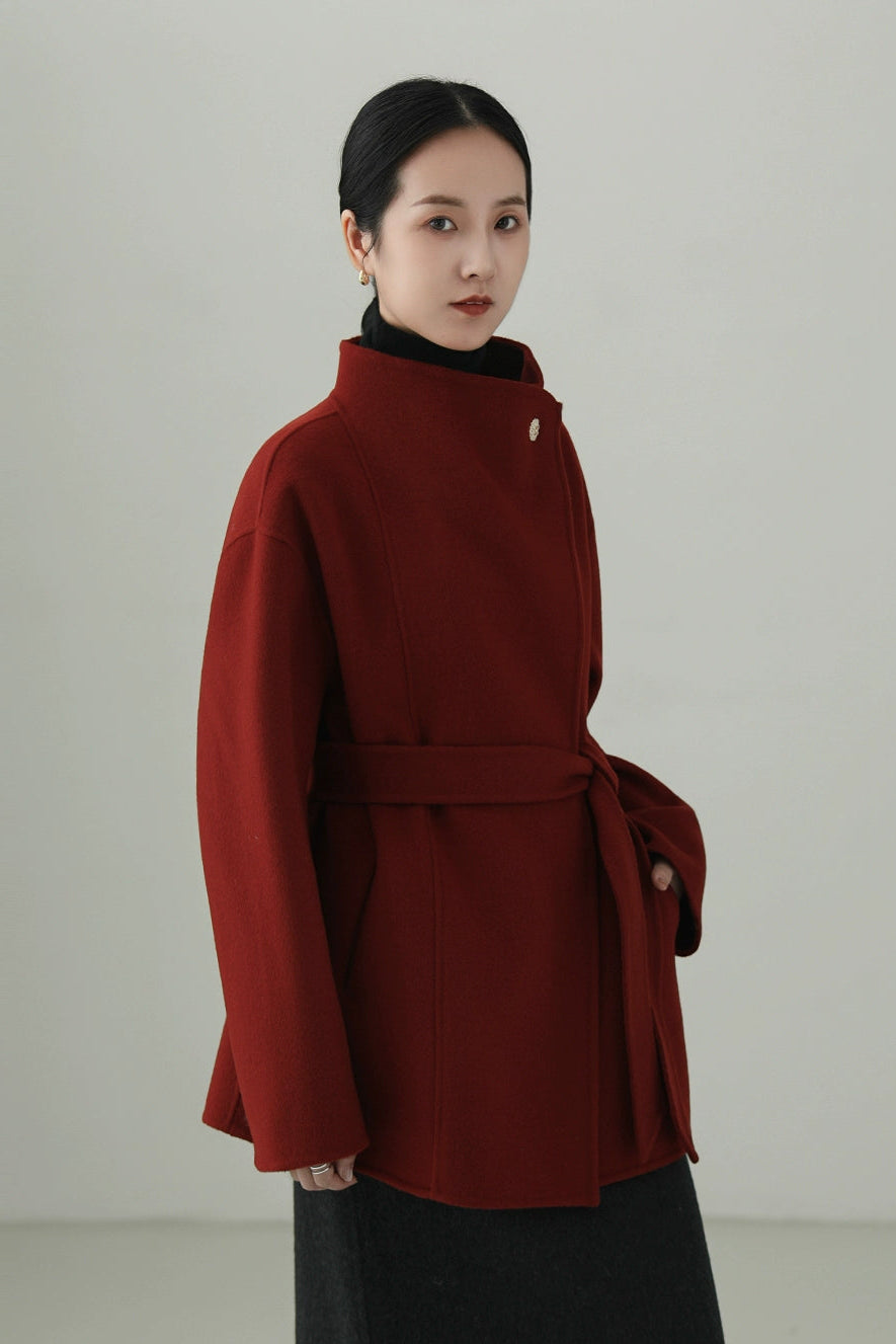 100% ウールダブルフェイスシングルボタンコート　B4527