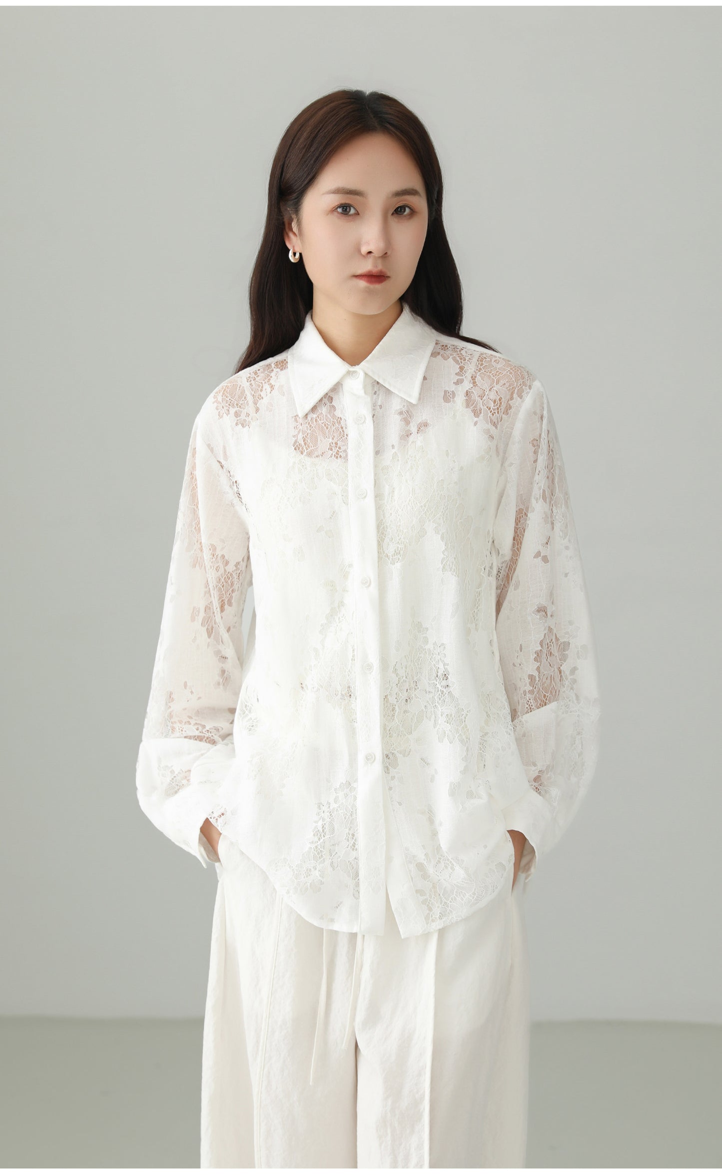 Jacquard Cutwork Shirt Jacket B4757