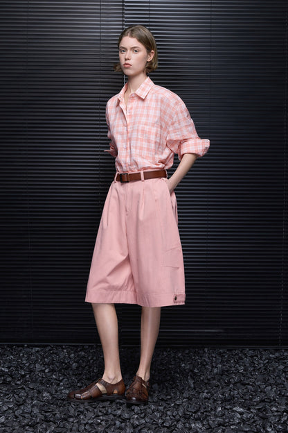 Retro Pink Cropped Wide Pants B4778
