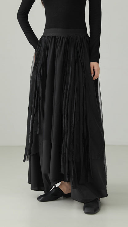 Black Hepburn Irregular Tulle Skirt B4731