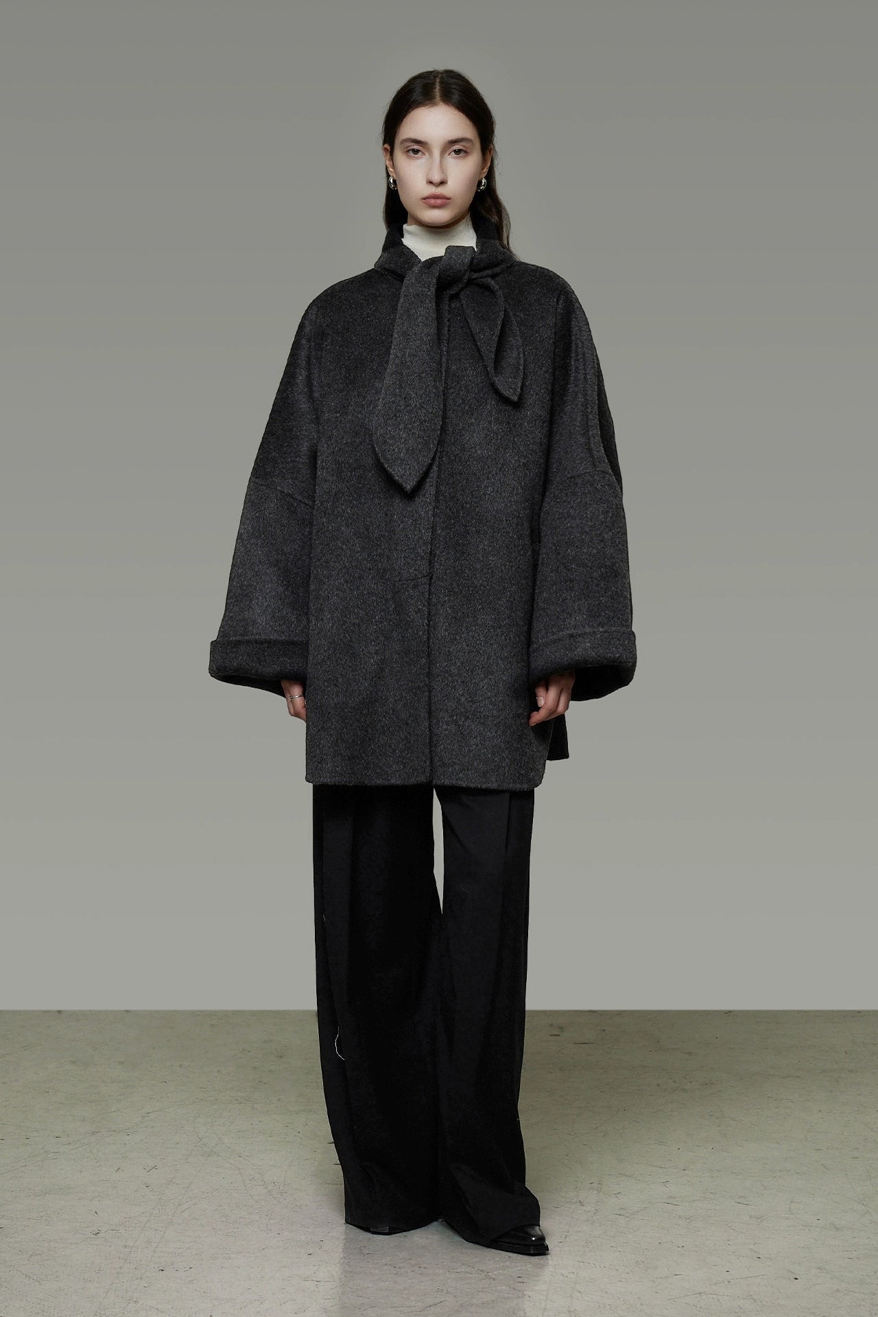 繫領雙面羊毛大衣 B4505