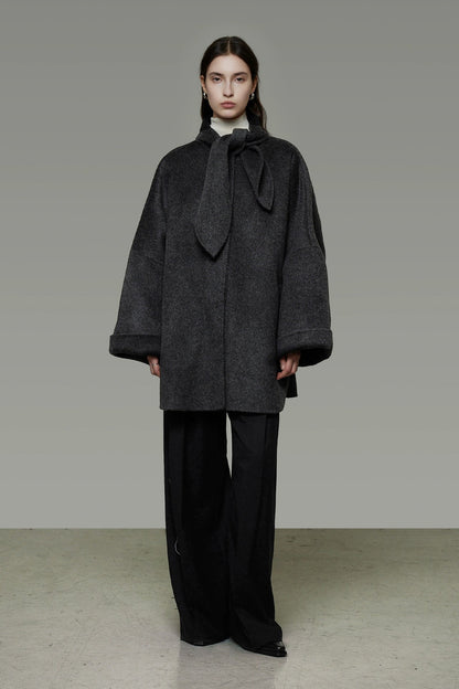 繫領雙面羊毛大衣 B4505