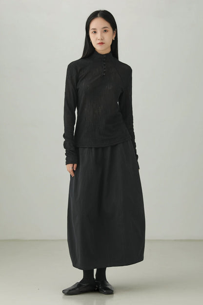 Black High-End Flower Bud Skirt B4273