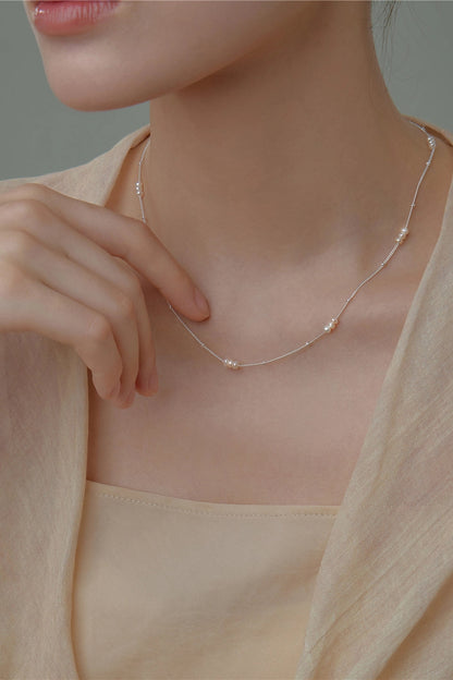 S925スペースドミニパールネックレス　B4518