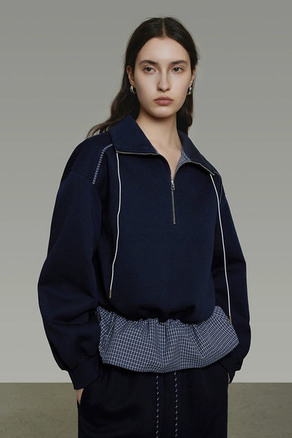 Contrast half-zipper sweatshirt B4441