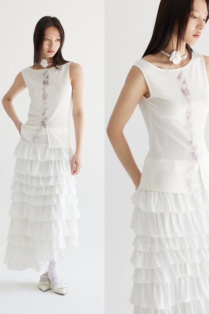 白色無袖T卹B3811