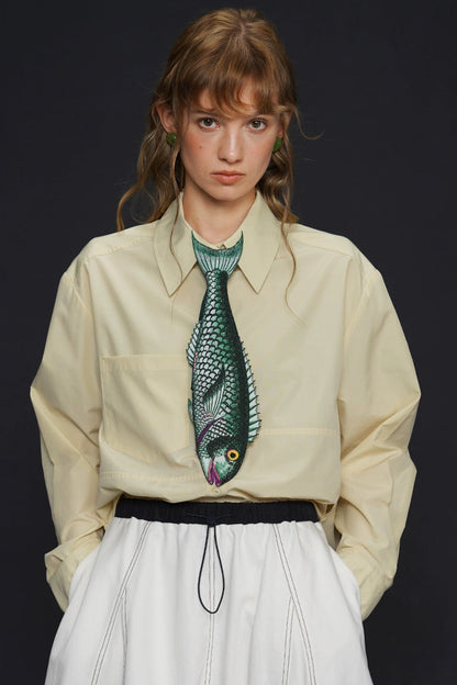 Airy smooth simple loose shirt B4167