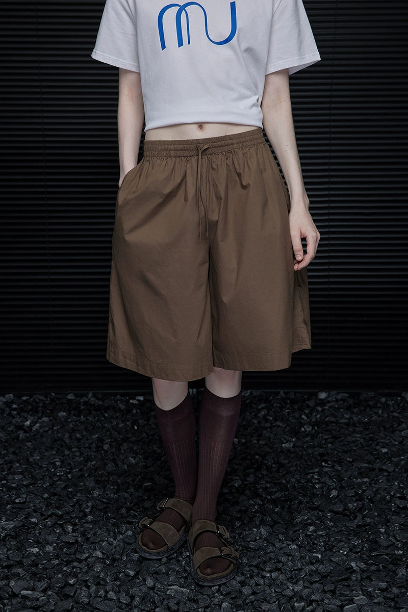 コーヒーカラールーズコットンハーフパンツ　B3871