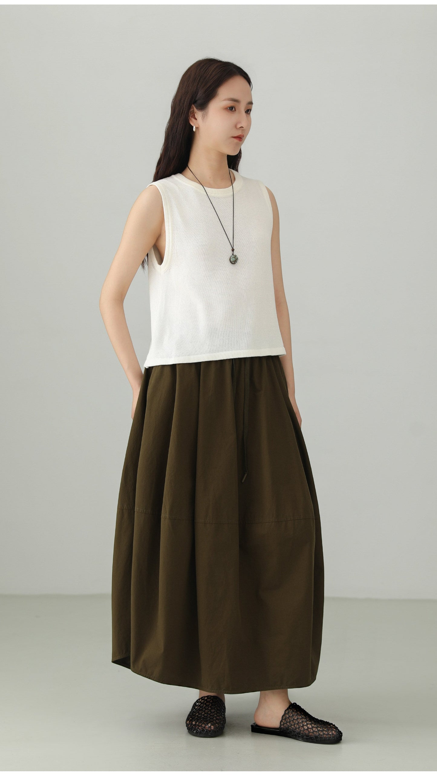 Washed Cotton Art Balloon Skirt B4786