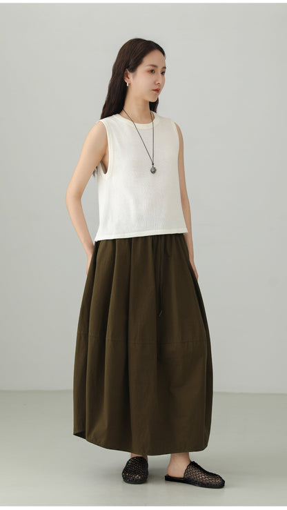 Washed Cotton Art Balloon Skirt B4786