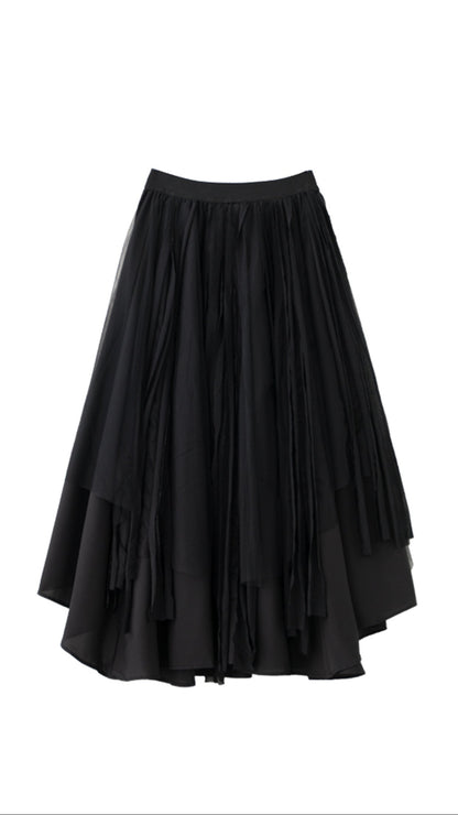 Black Hepburn Irregular Tulle Skirt B4731