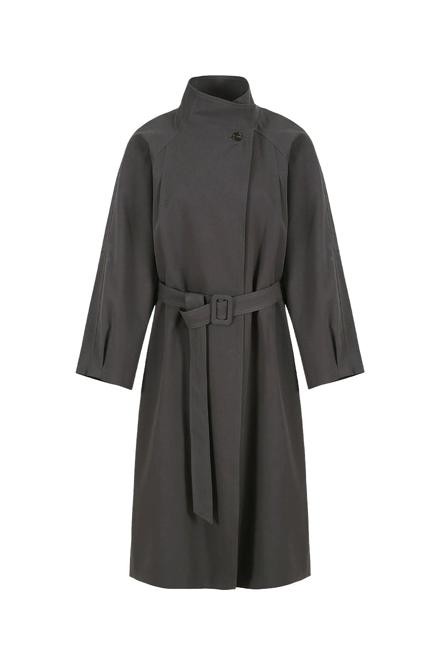 Stand collar long windbreaker coat B4397