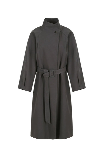 Stand collar long windbreaker coat B4397