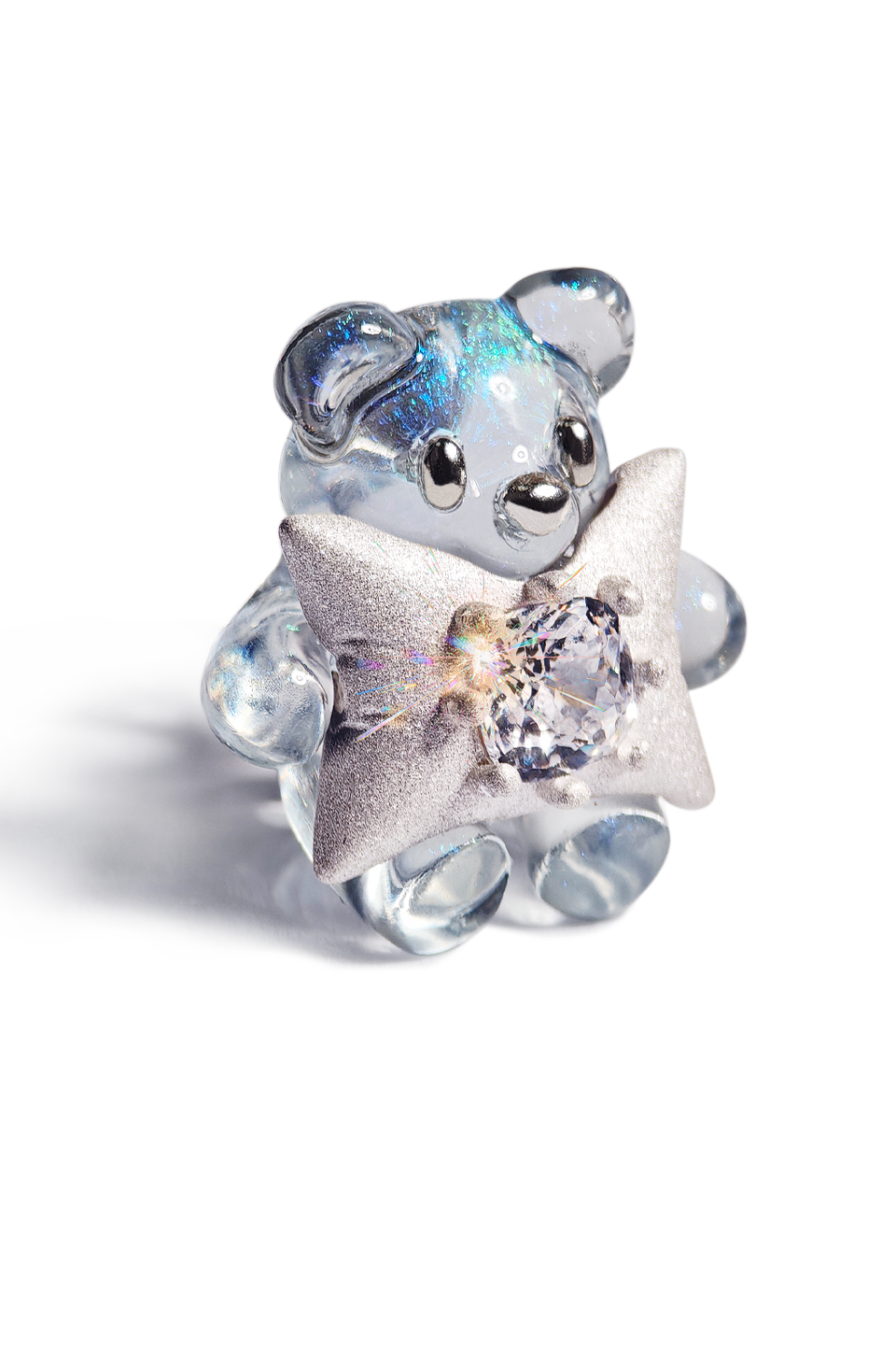 可愛植絨S925小熊耳環 B4462