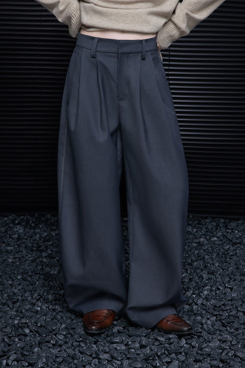 グレーワイドレッグシミターパンツ　B4360