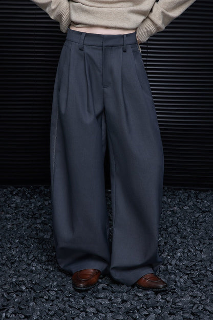 グレーワイドレッグシミターパンツ　B4360